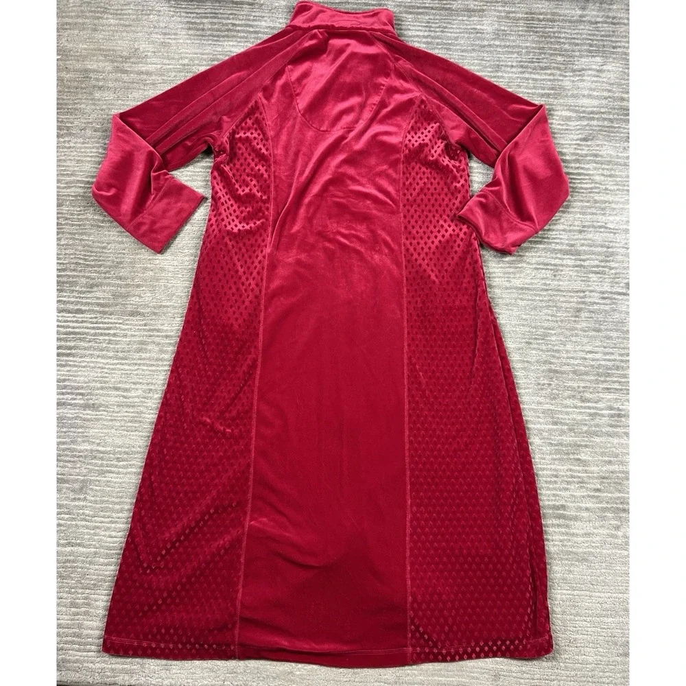 Sag‎ Harbor Sleepwear Womens Medium Red Velour Full Zip Long Sleeve Polyester